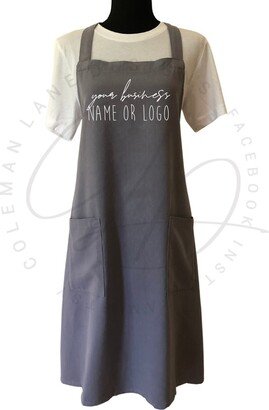 100% Linen Apron in Charcoal | Completely Customizable Name Or Business Logo Monogram Initial Gifts Under 35