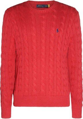 Pony Embroidered Cable-Knit Jumper-AB