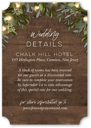 Enclosure Cards: Rustic Dreams Wedding Enclosure Card, Brown, Pearl Shimmer Cardstock, Ticket