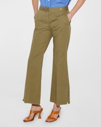 CALLAS Milano Sofia Cropped Side-Slit Stretch Twill Pants