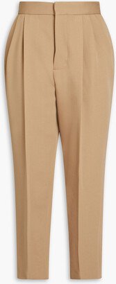 Pleated twill tapered pants