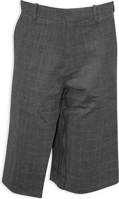 Check Tapered Cropped Trousers In Gray Wool