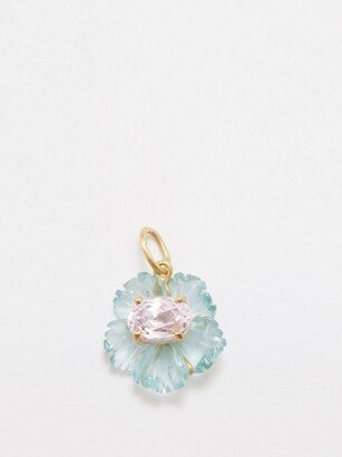 Tropical Flower Kunzite & 18kt Gold Charm