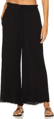 Smocked Ruffle Waist Wide Leg Crop Pant