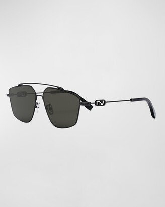 Men's O'Clock Metal Double-Bridge Aviator Sunglasses