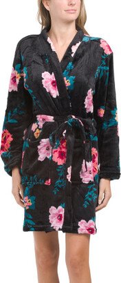 TJMAXX Plush Holiday Floral Wrap Short Robe For Women