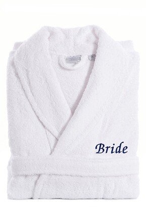 Navy Embroidered 'Bride' Terry Bathrobe