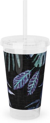 Travel Mugs: Phantasmagorial Jungle Acrylic Tumbler With Straw, 16Oz, Black