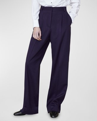 New Sophie Wool-Cashmere Pleated Wide-Leg Pants