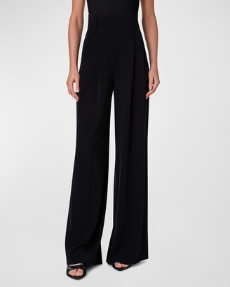 Wool Gabardine Wide-Leg Trousers