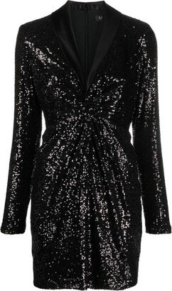 Shawl-Collar Sequinned Minidress