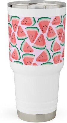 Travel Mugs: Watermelon Slices - Pink Travel Tumbler, 30Oz, Pink