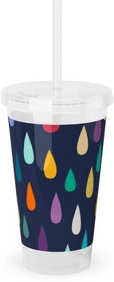 Travel Mugs: Raindrops - Multi Acrylic Tumbler With Straw, 16Oz, Multicolor