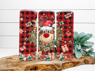 Christmas Deer Wreath 20 Oz Skinny Tumbler Decoetumbler-080