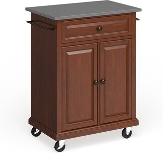 Crosley Furniture Compact Stainless Steel Top Cherry Portable Kitchen Cart - N/A