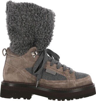 Faux-Fur Detailed Lace-Up Hiking Boots