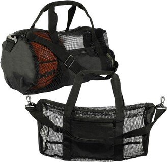 Zodaca 2 Pack Mesh Sports Duffle Bag with Shoulder Strap for Summer Travel, Gym, Sports, Workout Backpack (18 x 10 In)