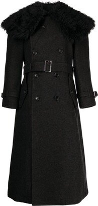 Fur-Collar Double-Breasted Coat