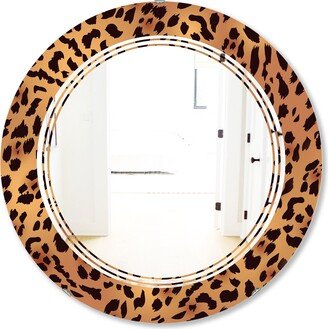 Designart 'Leopard Fur Safari III' Printed Modern Round or Oval Wall Mirror - Triple C