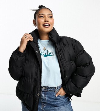 Brave Soul Plus slay puffer jacket in black