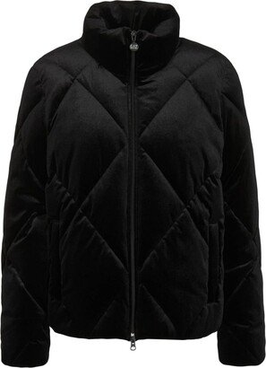 Velvet-Effect Quilted Jacket