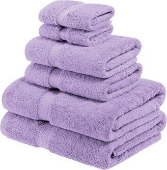 Solid Luxury Premium Cotton 900 GSM Highly Absorbent 6 Piece Bathroom Towel Set, Purple by Blue Nile Mills