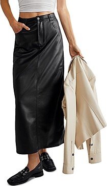 City Slicker Faux Leather Maxi Skirt-AA