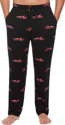 Perry Ellis Portfolio Men's Deluxe Touch Santa's Car Pajama Pants - Black Beauty/tomato Puree