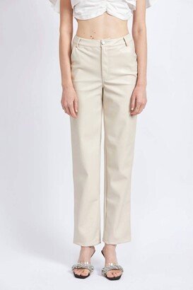 Vegan Leather Pant In Ecru