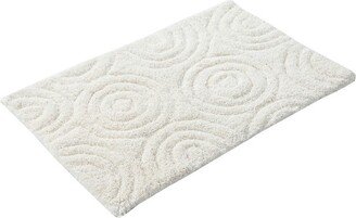 Knightsbridge Beautiful Circle Design Premium Quality Year Round Cotton With Non-Skid Back Bath Rug 24 X 40 Ivory