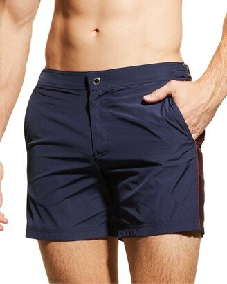 Men's Logo-Tape Swim Trunks