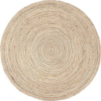 Alanis Handmade Farmhouse Jute Area Rug, Off-White, 6' round