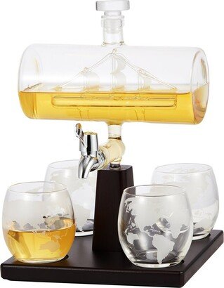 Berkware Decanter With Interior Hand-crafted Ship-In-A-Bottle Design
