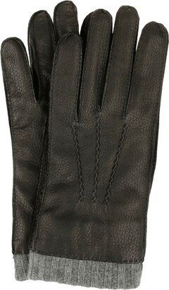 Contrast Knit Gloves