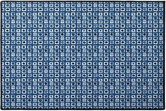 Door Mats: Little White Rectangles - Classic Blue Door Mat, Blue