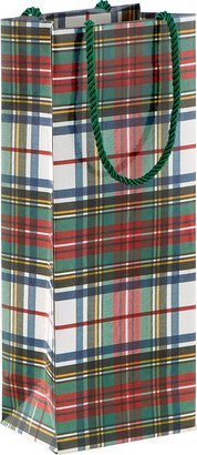 Caspari Dress Stewart Tartan Wine Tote Multicolor