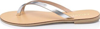 Ancientoo Aphaea Silver/Nude Handcrafted Leather Flip Flop Sandal For Women Dressy Thong Sandals For Women With Casual Summer Vibe