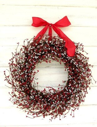 Fourth Of July Wreath-Summer Wreath-Red & White Home Décor-Patriotic Décor-Holiday Decor-4Th Décor-Wreaths