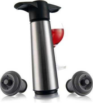 Stainless Steel Wine Saver with 2 Stoppers Silver