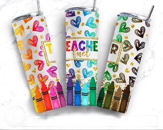 Teacher Fuel, Crayons, Hearts, 20 Oz. Stainless Steel Tumbler