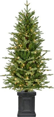 4.5-Ft. Porch Tree in Black Pot with Clear Lights | Festive Christmas Holiday Decor | Indoor/Outdoor Decorations | FFPTH054-1GR