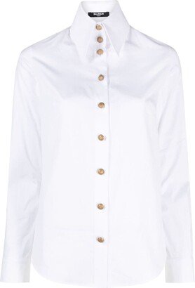 Pointed-Collar Cotton Shirt-AC