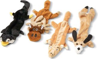 Collections Etc Squeaky Toy for Dogs, Stuffing Free Penguin, Moose, Fox and Dog, Set of 4