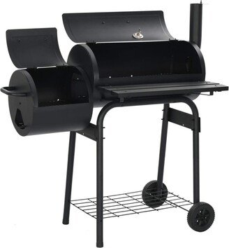 Sugift Heavy-Duty Charcoal Grill Offset Smoker with Cover in Black