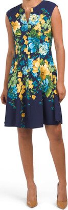 TJMAXX Split Neck Fit & Flare Floral Mini Dress For Women