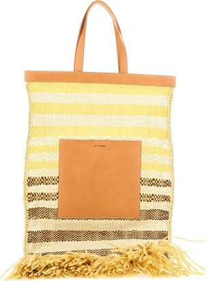 Logo Debossed Woven Top Handle Bag