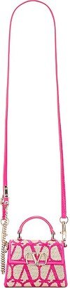 V Sling Micro Top Handle Bag in Pink