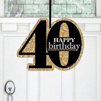 Big Dot Of Happiness Adult 40th Birthday - Gold - Hanging Porch Outdoor Front Door Decor - 1 Pc Sign