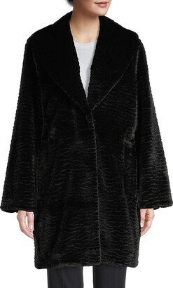 Shawl Collar Faux Fur Coat