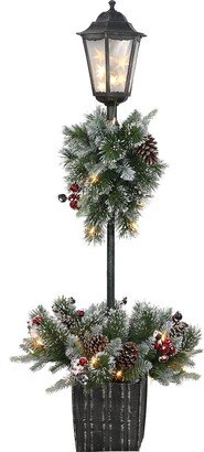 Puleo International Inc. Puleo International 50 Warm White LED Lights Adaptor 4 ft Pre-Lit Artificial Pine Lamp Post